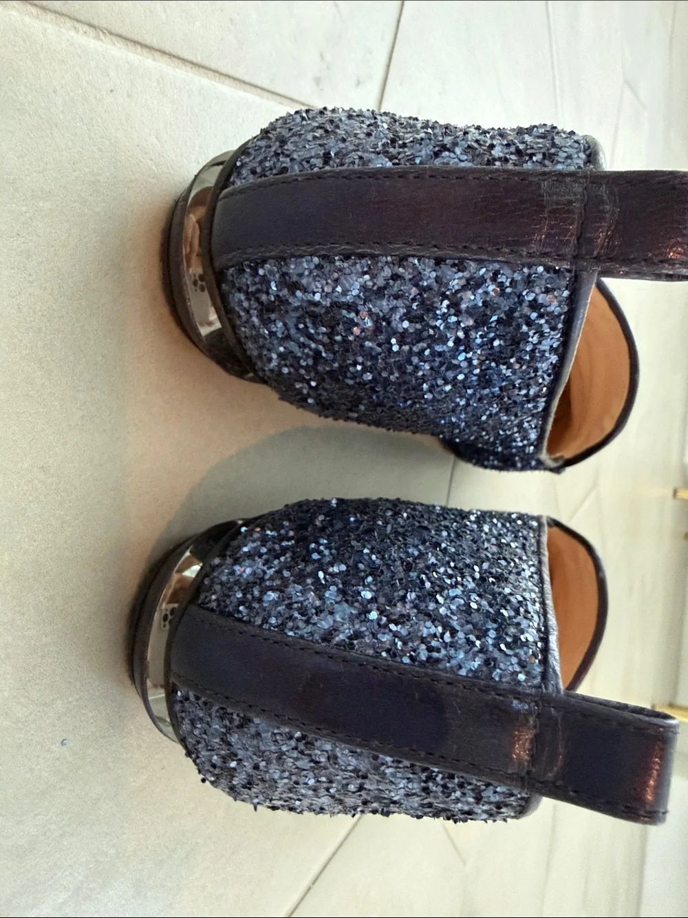 Nicholas Kirkwood Black Glitter Pointed Slip-On Flats